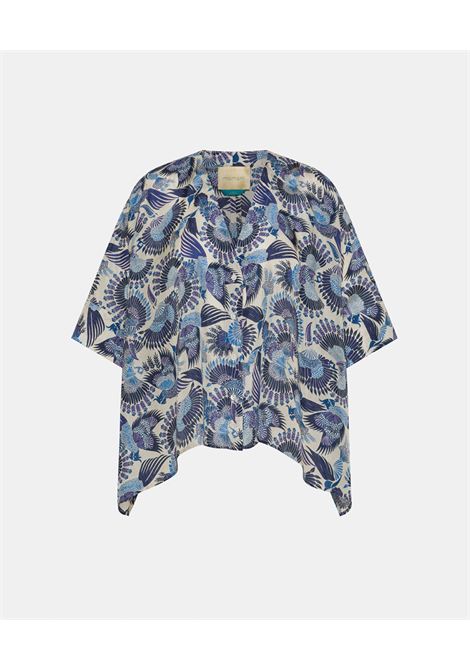 Camicia paha in habutai stampato - multicolor azzurro MOMONI | Camicie | MOSH016MO188054
