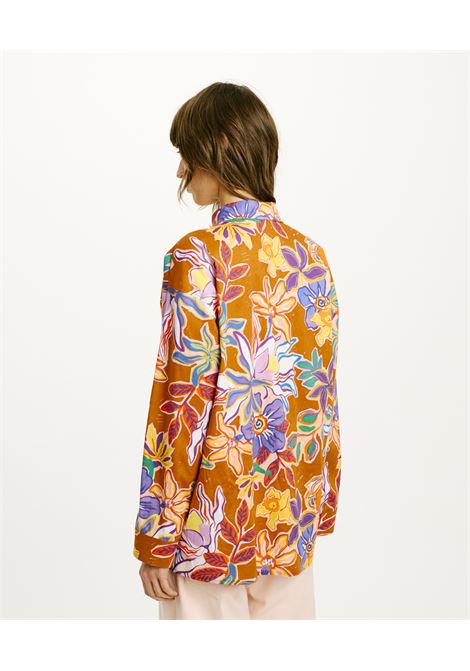 Camicia Iwaki in Popeline Stretch - Tabacco/Viola MOMONI | Camicie | MOSH0174264