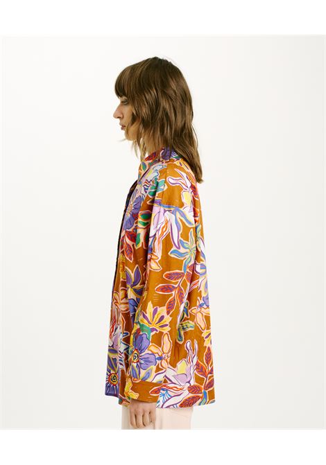 Camicia Iwaki in Popeline Stretch - Tabacco/Viola MOMONI | Camicie | MOSH0174264