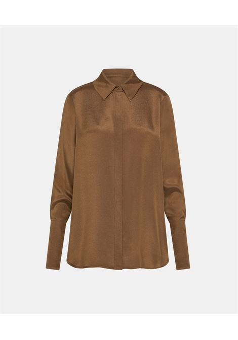 Camicia Tena in Acetato Seta Crêpe Unito - Tabacco MOMONI | Camicie | MOSH0190640