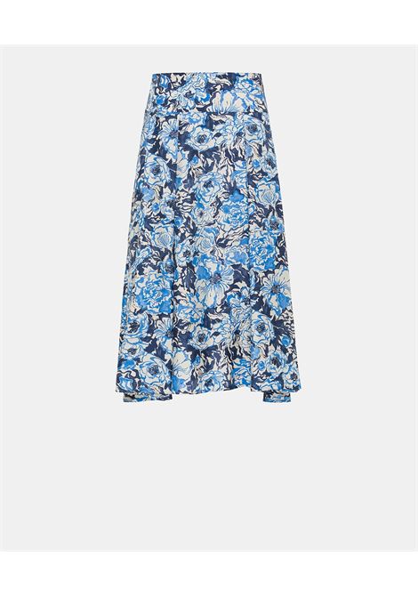 Gonna piya in twill di seta stampata - blu/bluette MOMONI | Gonne | MOSK0068085