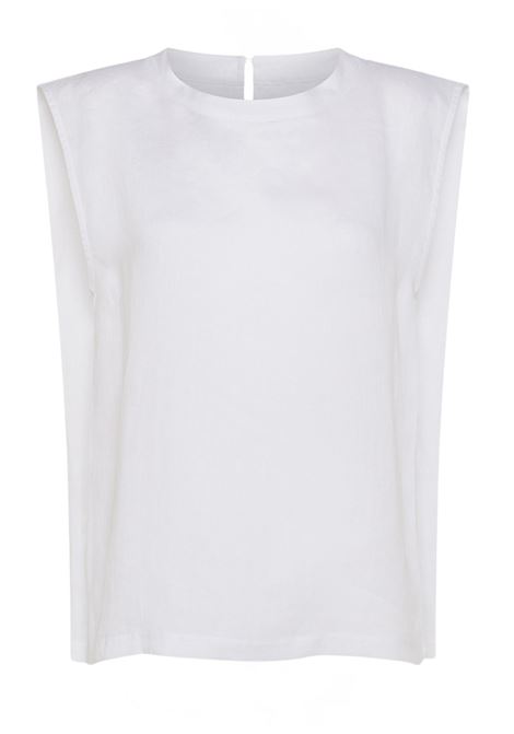 Tshirt sofia in lino tinto filo - bianco MOMONI | T-shirt | MOTS0030016
