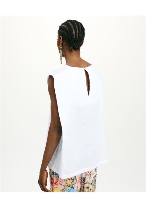 Tshirt sofia in lino tinto filo - bianco MOMONI | T-shirt | MOTS0030016