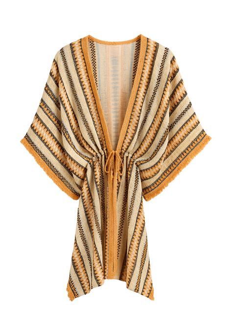 Kimono ecru ricamato con frange  Nekane NKN Nekane | Kimono | MARCELLAECRU