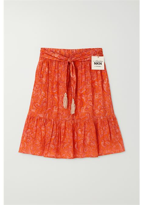 Minigonna paisley arancio con cintura annodata e dettagli con nappine Nekane Nekane | Gonne | NOLIAORANGE