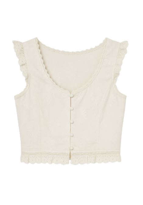 Top bianco jacquard floreale con pizzo  Nekane NKN Nekane | Top & T-shirt | YUNIWHITE