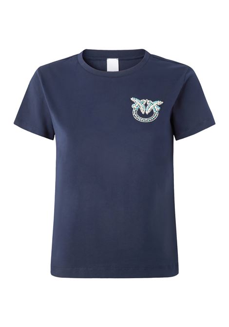 T-shirt maniche corte con ricamo gioiello Love Birds PINKO | T-shirt | 103320-A2G7G1A