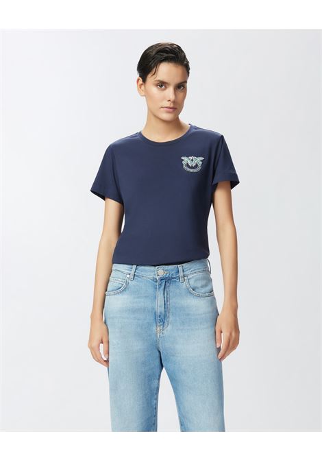 T-shirt maniche corte con ricamo gioiello Love Birds PINKO | T-shirt | 103320-A2G7G1A
