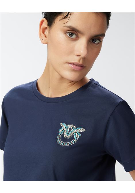 T-shirt maniche corte con ricamo gioiello Love Birds PINKO | T-shirt | 103320-A2G7G1A