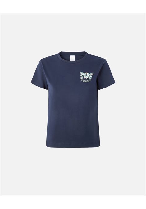 T-shirt maniche corte con ricamo gioiello Love Birds PINKO | T-shirt | 103320-A2G7G1A