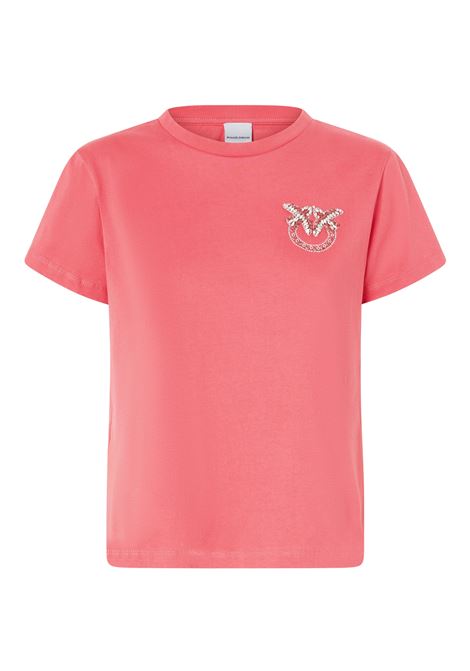 PINKO - Short sleeve T-shirt with Love Birds jewel embroidery. PINKO |  | 103320-A2G7O57