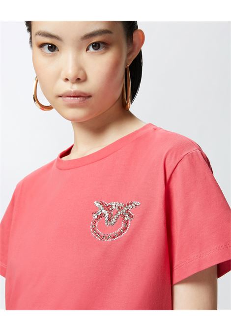 PINKO - Short sleeve T-shirt with Love Birds jewel embroidery. PINKO |  | 103320-A2G7O57