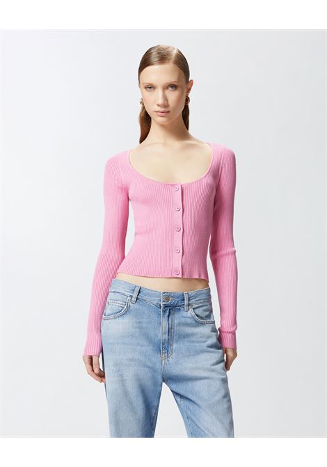 Cardigan corto con logo uccellini dietro PINKO | Cardigan | 104810-A1KWO39