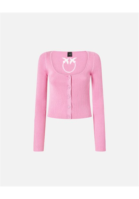 Cardigan corto con logo uccellini dietro PINKO | Cardigan | 104810-A1KWO39