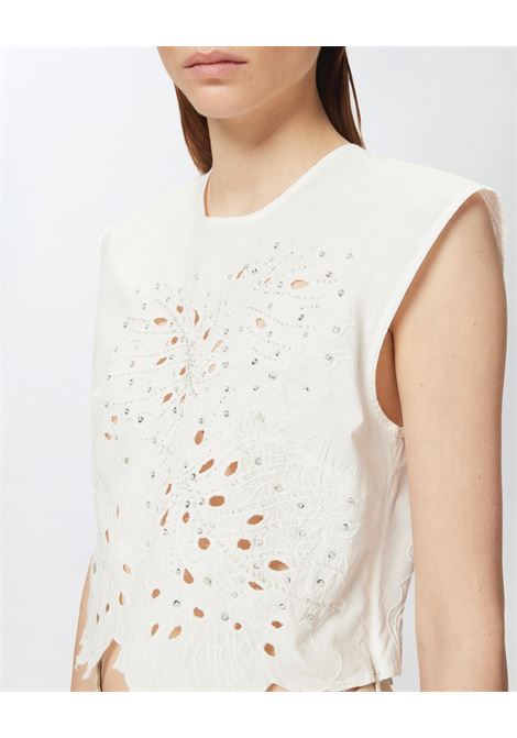 Crop top con ricamo traforato e cristalli PINKO | Top & T-shirt | 104850-A2H0Z05