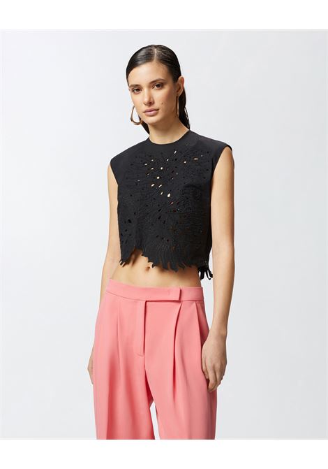 Crop top con ricamo traforato e cristalli PINKO | Top & T-shirt | 104850-A2H0Z99