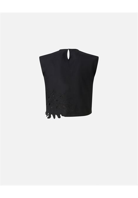 Crop top con ricamo traforato e cristalli PINKO | Top & T-shirt | 104850-A2H0Z99