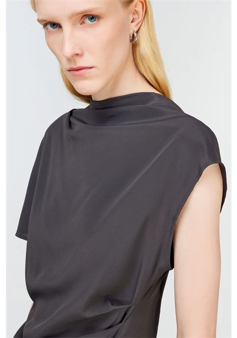 Blusa BELEN in crêpe de chine con scollo Bardot SEMICOUTURE | Bluse | S5SU03Y54-0