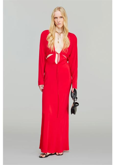 Abito AMY in crêpe de chine con maniche lunghe e dettagli cut-out SEMICOUTURE | Abiti | S5SU32C85-0
