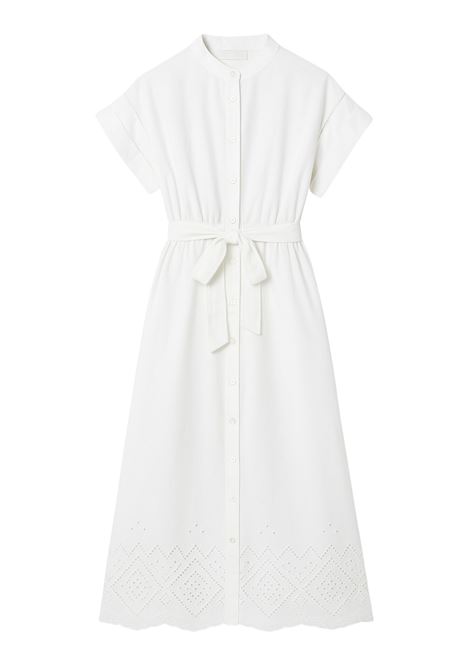 Vestito chemisier midi bianco con ricamo sangallo - SUNCOO Paris SUNCOO | Vestiti | 0303401