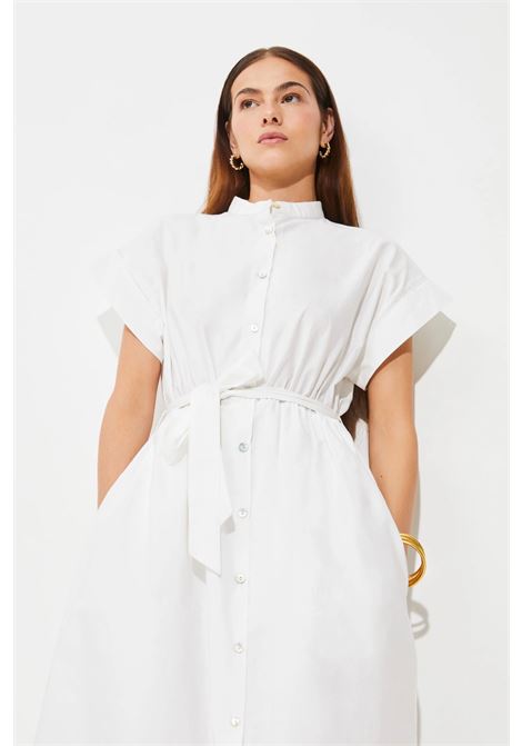 Vestito chemisier midi bianco con ricamo sangallo - SUNCOO Paris SUNCOO | Vestiti | 0303401