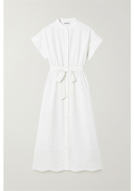 Vestito chemisier midi bianco con ricamo sangallo - SUNCOO Paris SUNCOO | Vestiti | 0303401