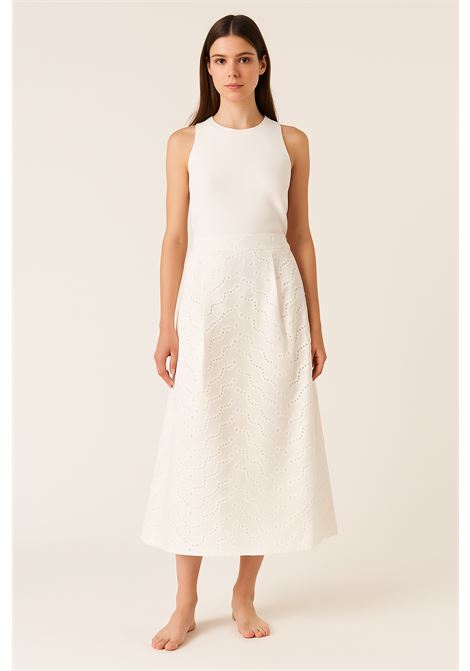 Gonna midi in sangallo bianco  Suncoo Flavie SUNCOO | Vestiti | 0517201