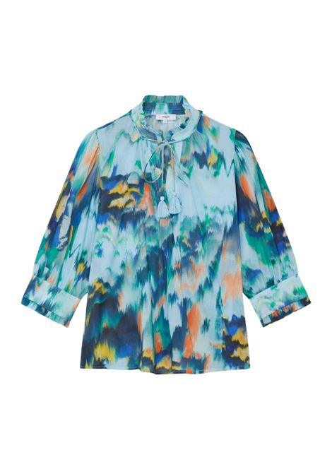 SUNCOO - Flowing blouse with turquoise print SUNCOO |  | 0711861