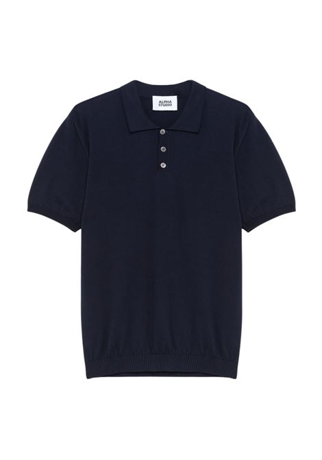 Alpha Studio blue cotton crepe polo with three-button placket ALPHA STUDIO |  | AU-5043B1001
