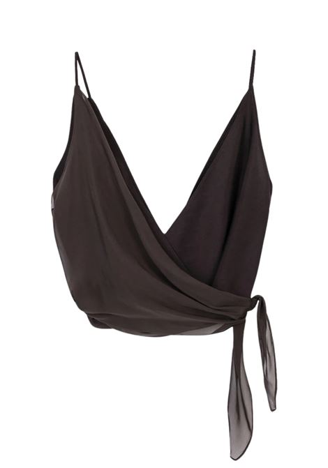 Alysi cross-over chiffon top with deep V-neck ALYSI |  | 116298P6215CHOCO