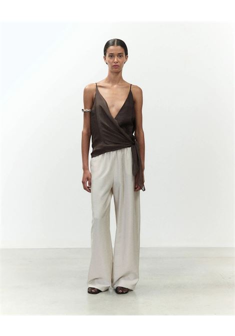 Alysi cross-over chiffon top with deep V-neck ALYSI |  | 116298P6215CHOCO