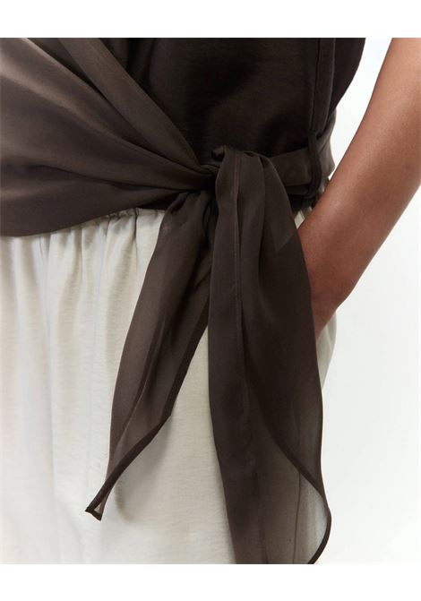 Alysi cross-over chiffon top with deep V-neck ALYSI |  | 116298P6215CHOCO