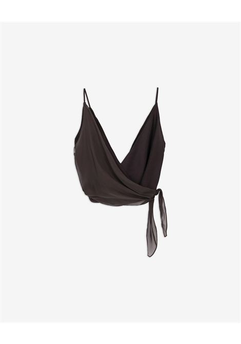 Alysi cross-over chiffon top with deep V-neck ALYSI |  | 116298P6215CHOCO