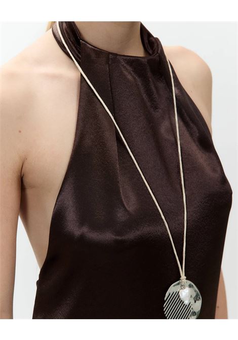 Alysi shiny long dress in iridescent satin with open back ALYSI |  | 116312P6061CHOCO