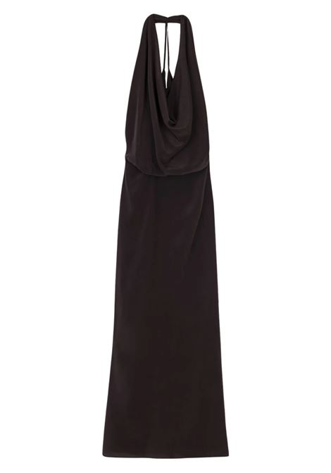Alysi abito lungo in seta con scollo drappeggiato ALYSI | Abiti | 116330P6209CHOCO