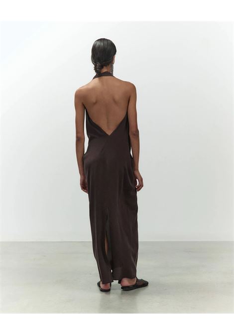 Alysi abito lungo in seta con scollo drappeggiato ALYSI | Abiti | 116330P6209CHOCO