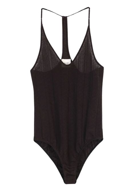 Alysi jersey ajour bodysuit in viscose blend with deep neckline ALYSI |  | 116438P6229CHOCO