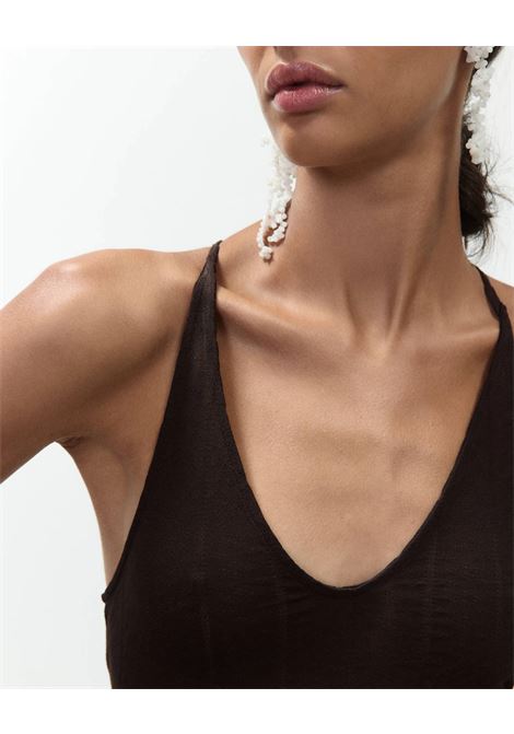 Alysi jersey ajour bodysuit in viscose blend with deep neckline ALYSI |  | 116438P6229CHOCO