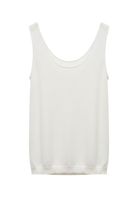 Alysi Lightweight Knit Tank Top with Back Cut-Out - White ALYSI |  | 216435P6205BIANCO
