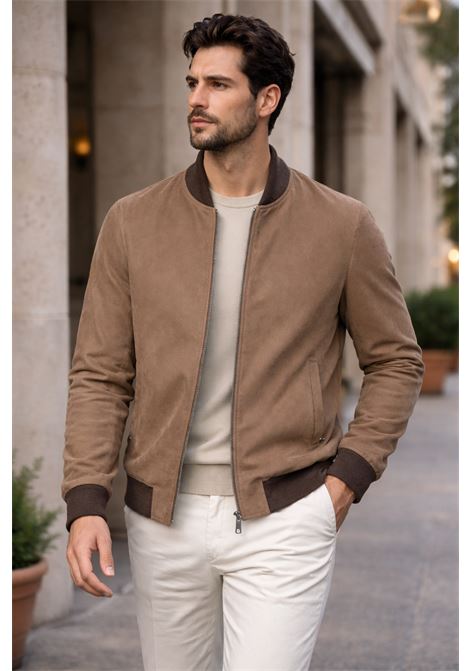 Barba Napoli bomber in pelle marrone SJ DOG handmade in Italy BARBA | GIACCHE | 0000953200