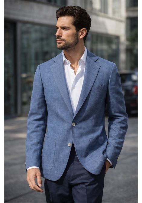 Barba Napoli easy single-breasted blue jacket in Loro Piana Summertime fabric BARBA |  | 0004953007