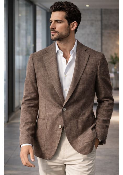 Barba Napoli giacca easy monopetto marrone in tessuto Loro Piana Summertime BARBA | GIACCHE | 0005053007