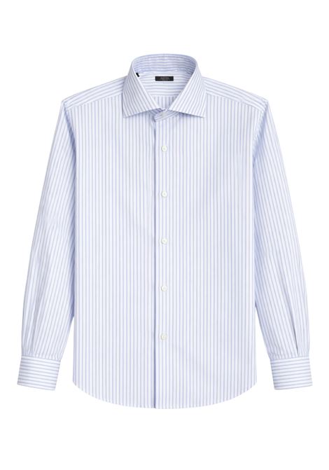 Barba Napoli mens light blue and white striped shirt with classic collar BARBA |  | 00271I1U13P0154082