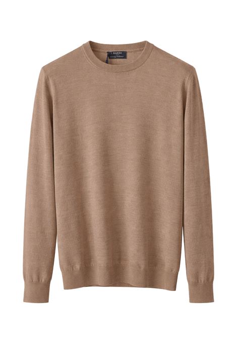 Barba Napoli maglia girocollo manica lunga marrone in lana e seta BARBA | Maglieria | 900010123