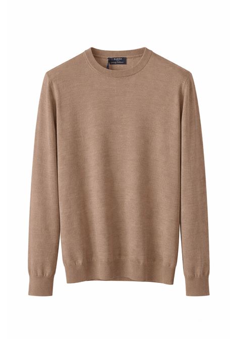 Barba Napoli maglia girocollo manica lunga marrone in lana e seta BARBA | Maglieria | 900010123