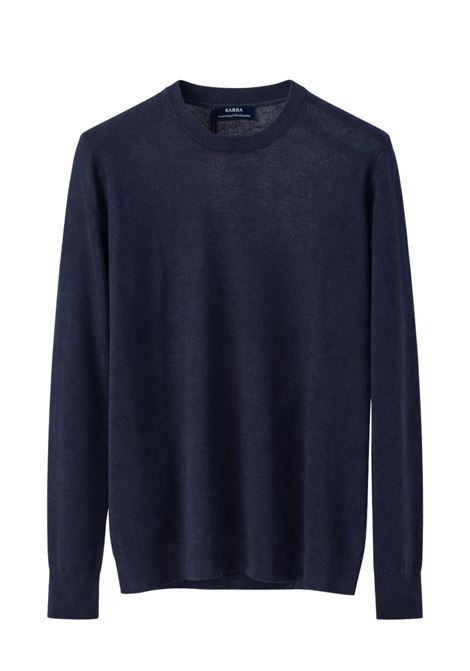 Barba Napoli maglia girocollo manica lunga blu in lana e seta BARBA | Maglieria | 900010598