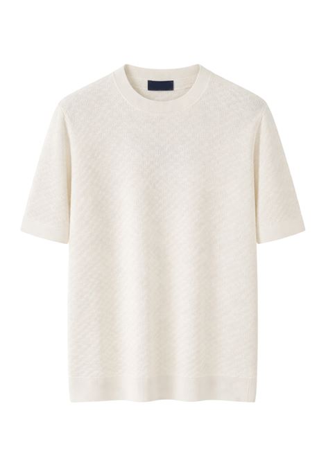 Barba Napoli maglia girocollo manica corta bianca in lino e cotone BARBA | Maglieria | 90602 575690001