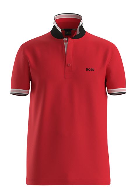 Polo BOSS Regular Fit Paddy in Piqué di Cotone - Open Red BOSS | JERSEY | 5046905564400644