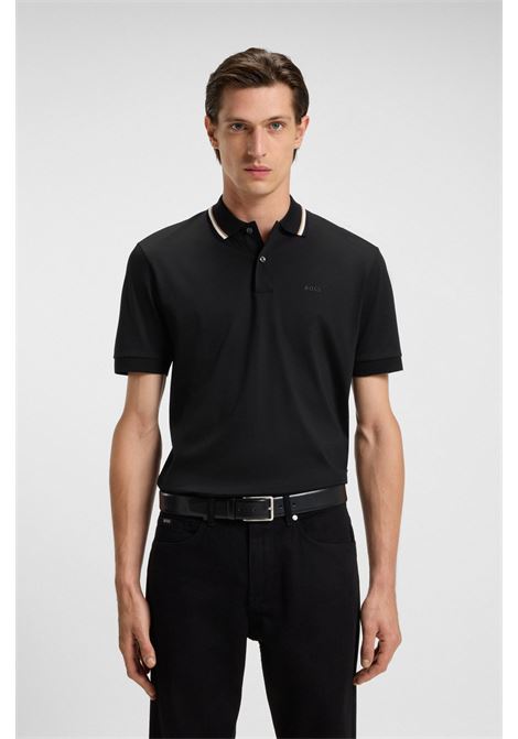 BOSS Penrose 38 slim-fit mercerised cotton polo with striped collar BOSS |  | 5046936000100001