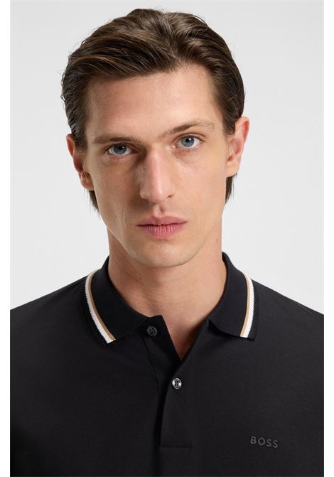 BOSS Penrose 38 slim-fit mercerised cotton polo with striped collar BOSS |  | 5046936000100001